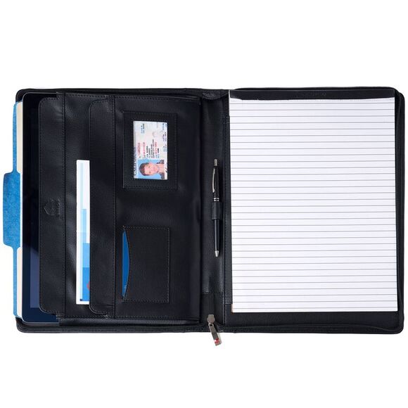 Alpine Swiss Leather Zippered Writing Pad Portfolio Business Briefcase Organizer - Picture 1 of 9